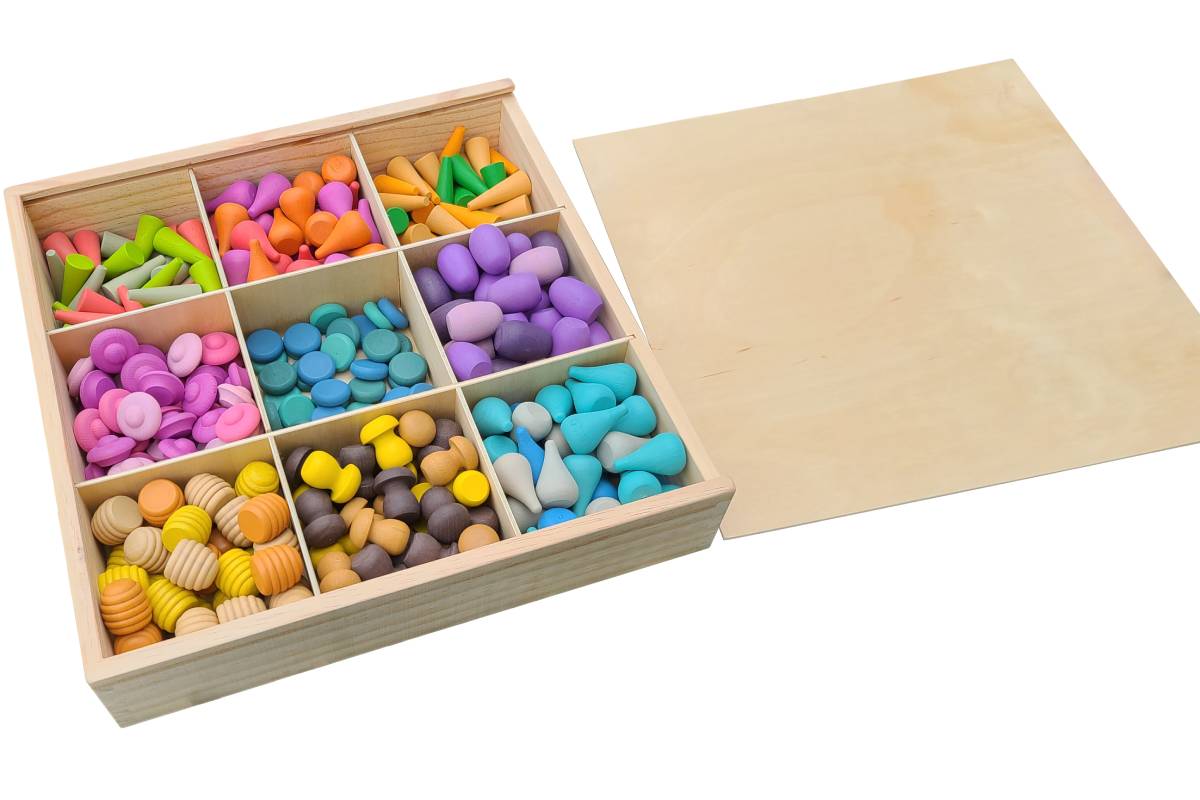 324 Mandala Wooden Loose Parts with Tray and 4 Sets of PDF Cards