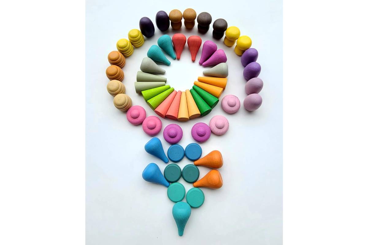54-Piece Mandala Wooden Loose Part Kit