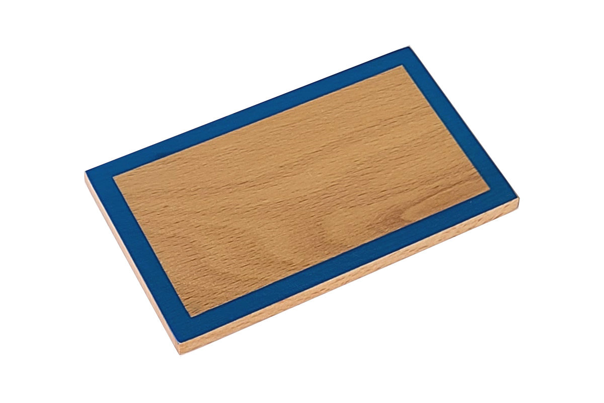 Rectangular base with blue outline.