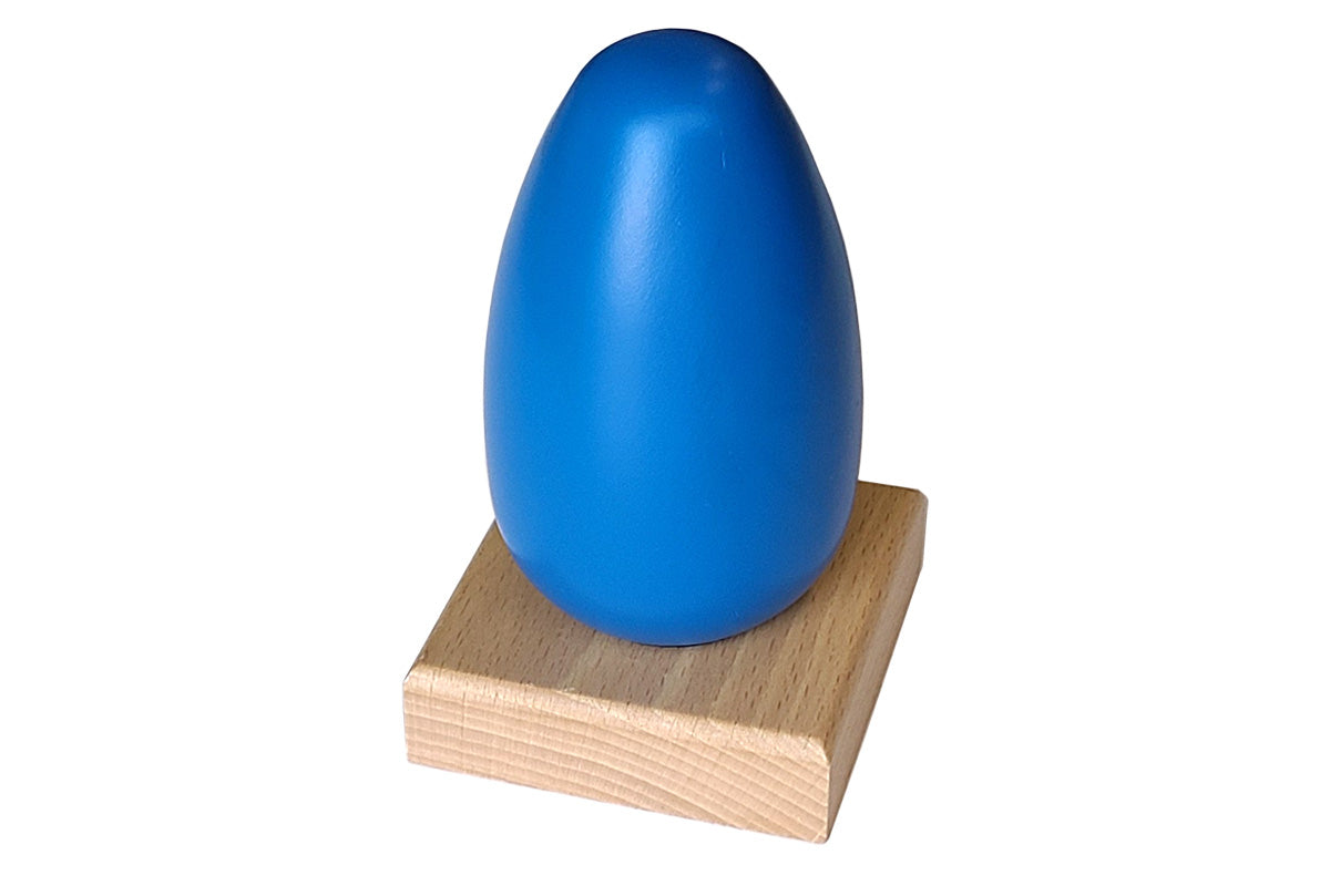 Blue ovoid with stand.