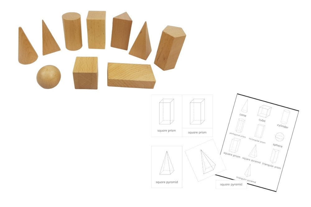 IFIT Montessori: 10 Wood Geometric Solids and 3-Part Cards (PDF)