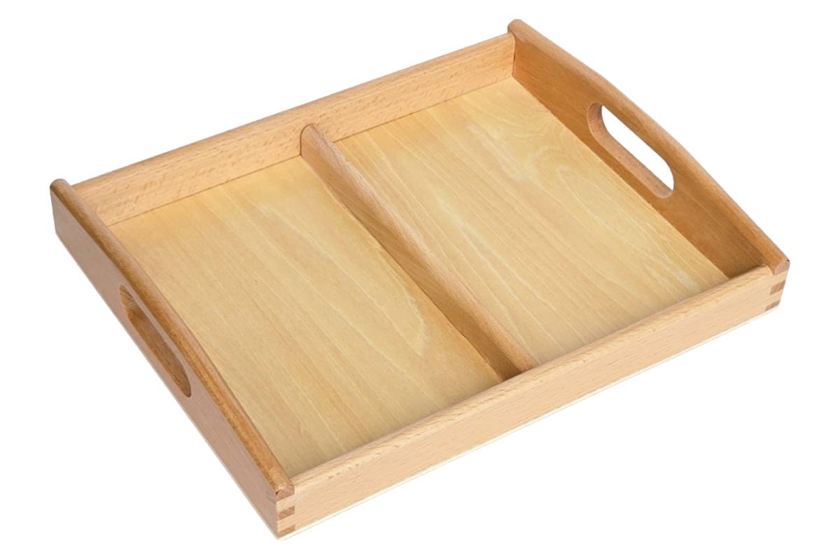 2-Compartment Wooden Tray