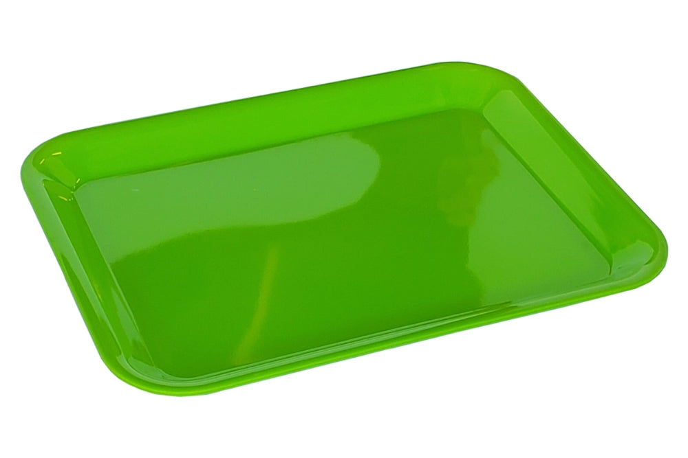 Medium green melamine tray with lip.