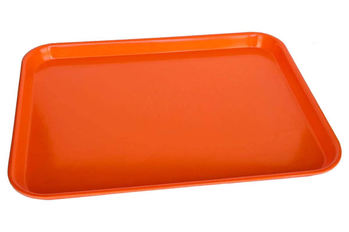 Large orange melamine tray.
