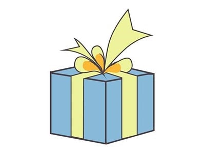 Gift box with bow.