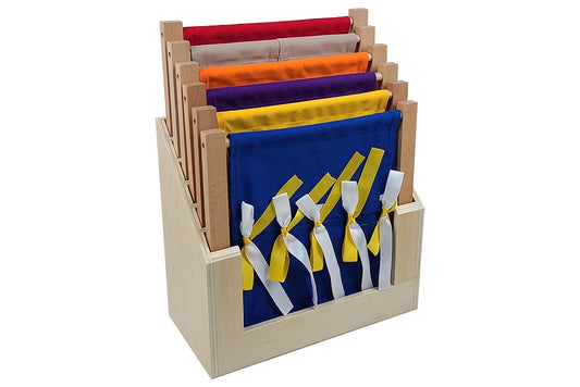 6 dressing frames in a wooden stand.