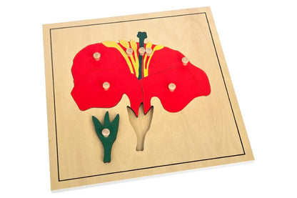 Flower puzzle with wooden knobs.