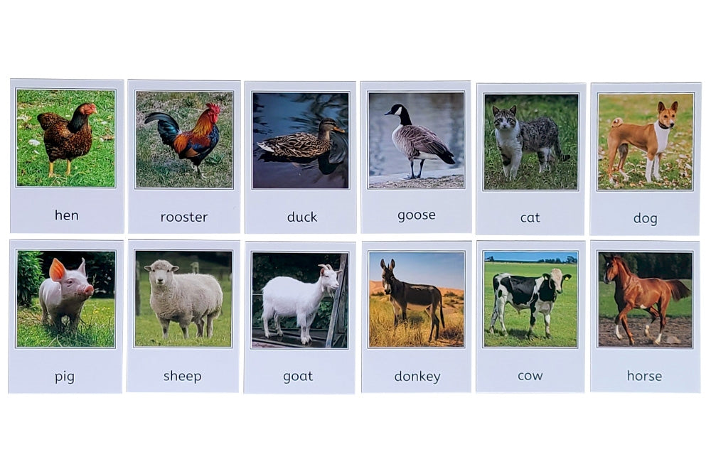 12 Farm Animals 3-Part Cards