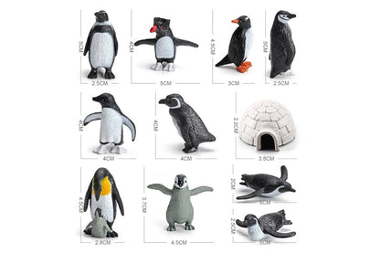 Penguin model measurements. Lengths range 3.7-5 cm.
