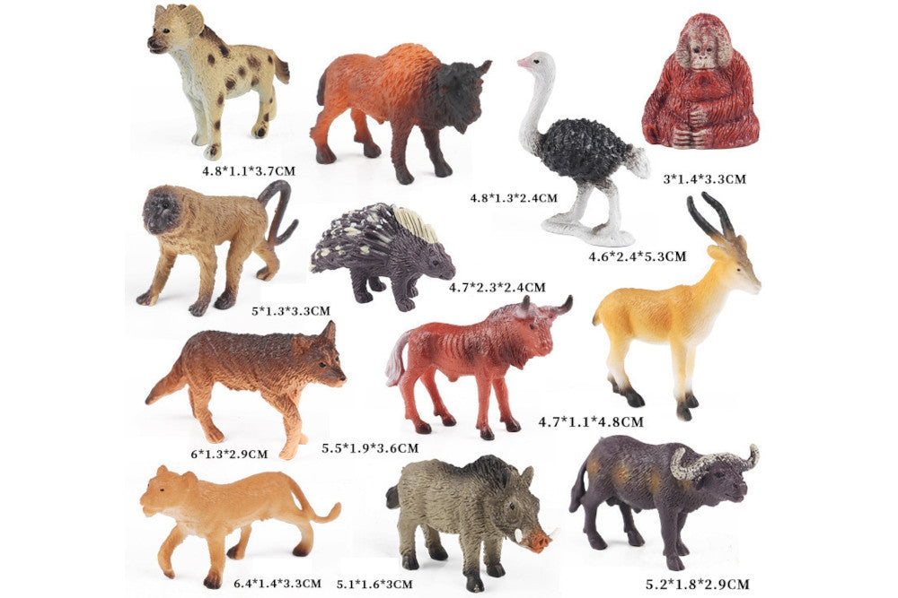 12 Animals of Africa Models with 2-Compartment Tray and PDF Cards