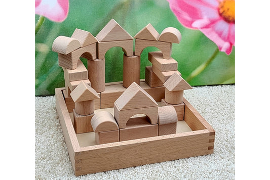 32 Wood Building Blocks with Tray