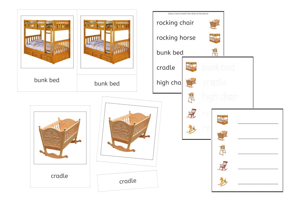 Pink Bunk Bed Language Exercise Cards - Set B (PDF)