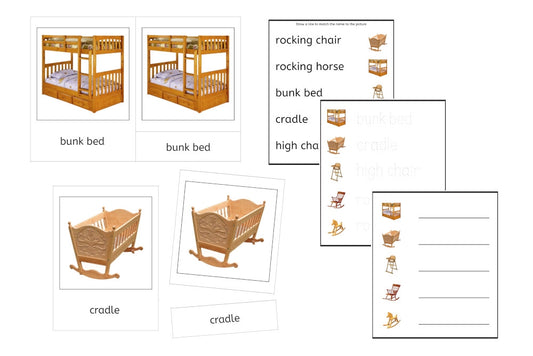 Pink Bunk Bed Language Exercise Cards - Set B (PDF)