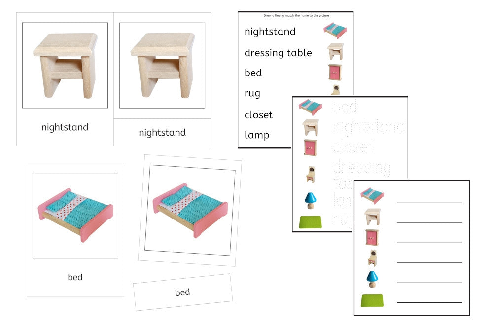 Pink Bedroom Language Exercise Cards - Set A (PDF)