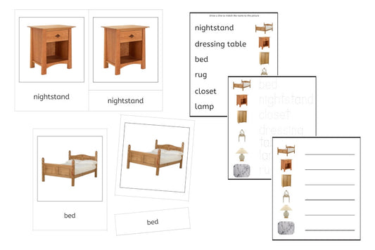 Pink Bedroom Language Exercise Cards - Set B (PDF)