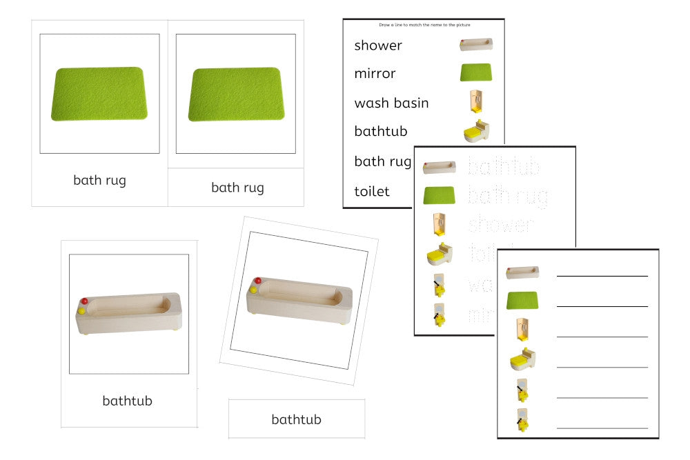 Yellow Bathroom Language Exercise Cards - Set A (PDF)