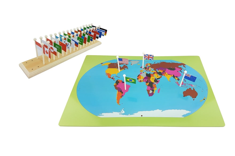 IFIT Montessori: World Map, Flags and Stand