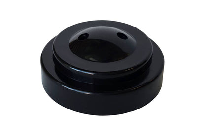 Black plastic stand with two holes for flags.