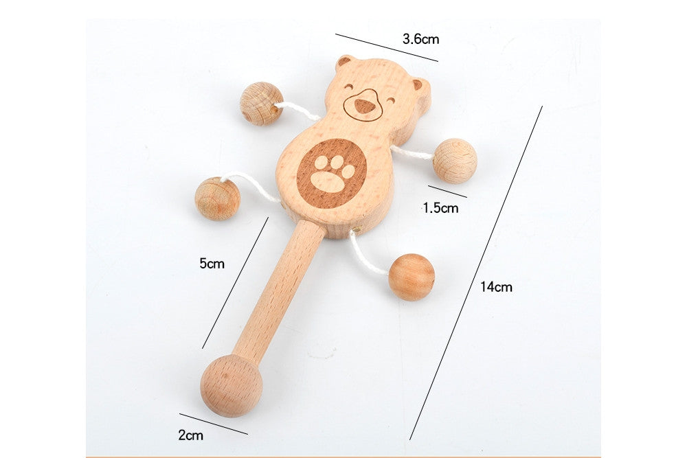 5-Piece Wooden Baby Rattle/Teether Set