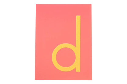 Pink lowercase print sandpaper letter 'd'. 