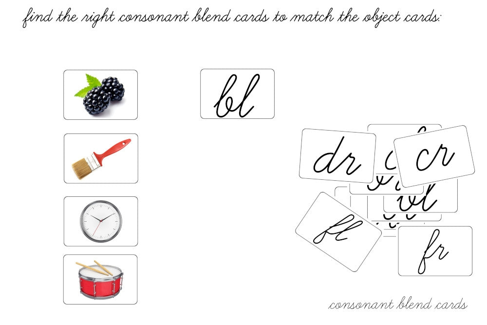 Consonant Blends Activity - Set A, Cursive (PDF)