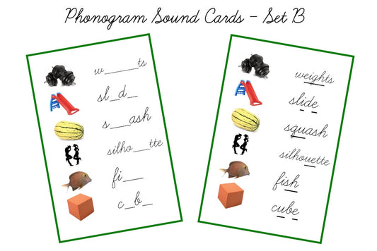 Green Phonogram Sound Cards, Cursive - Set B (PDF)