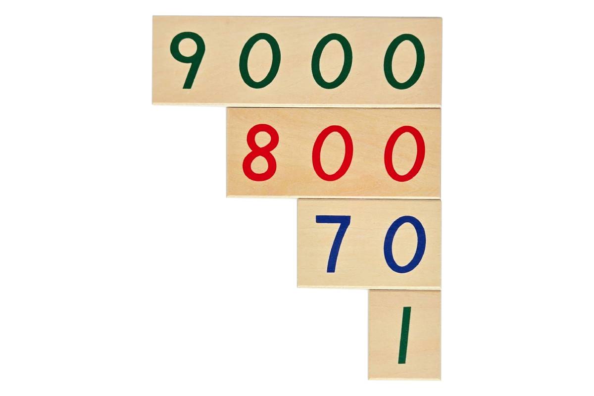 Small Wooden Number Cards with Box (1-9000)