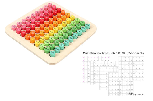 Wooden Times Table Board and PDF Worksheets