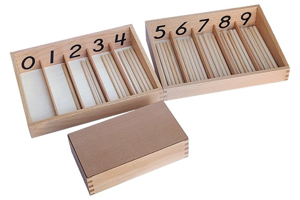 IFIT Montessori: Numbered Spindle Boxes with 45 Spindles and Storage Box