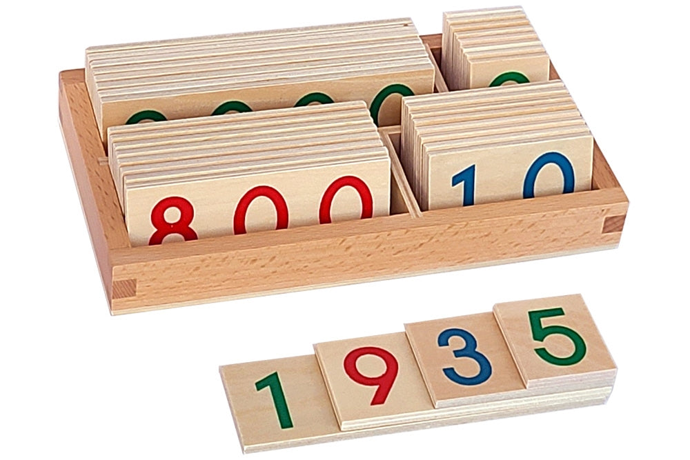 IFIT Montessori: Wooden Number Cards with Box (1-9000)