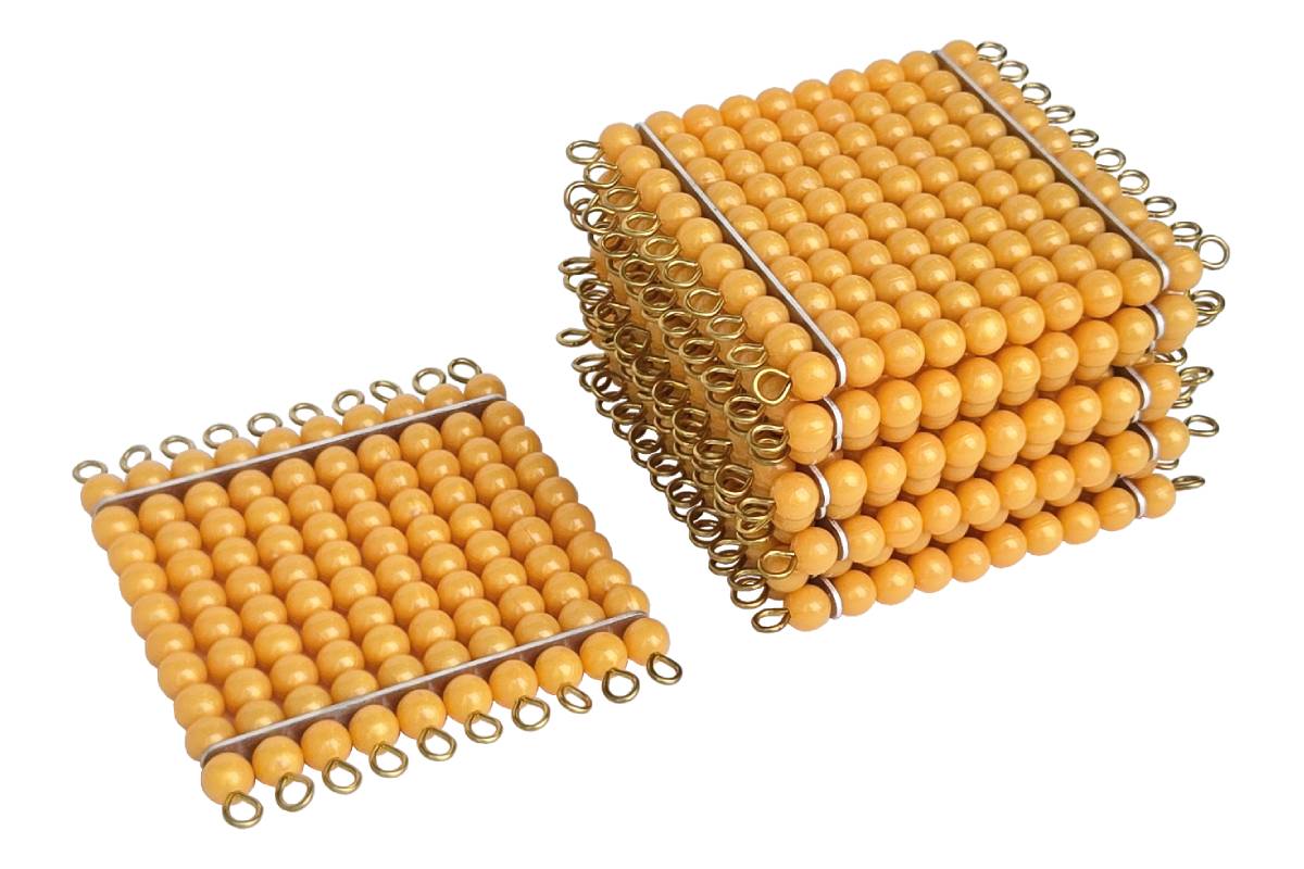 9 Golden Bead Hundred Squares (W Beads)