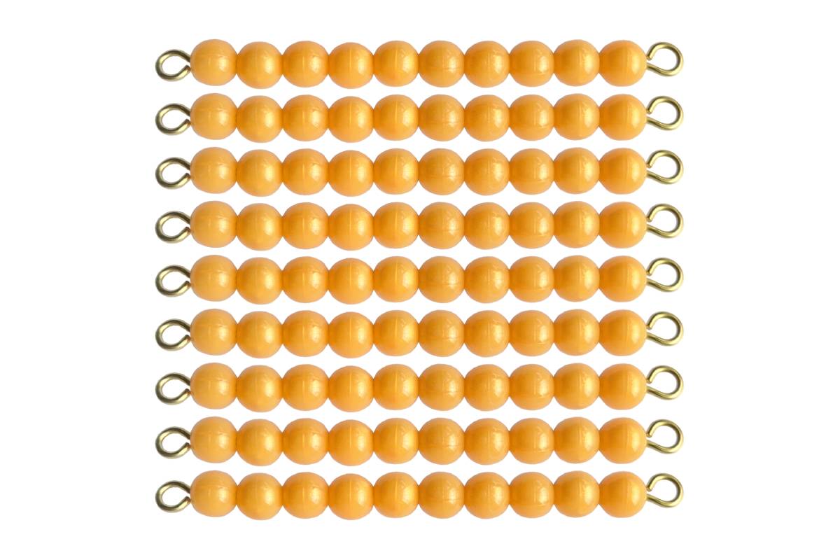 9 Golden Bead Bars of Ten (W Beads)