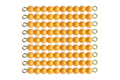 9 Golden Bead Bars of Ten (W Beads)