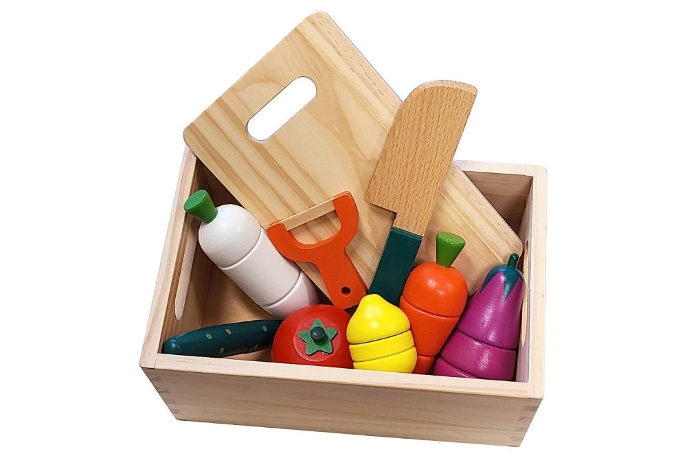 Wooden Magnetic Vegetable Cutting Set with Tray