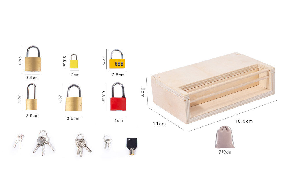 6 Locks with Wooden Box