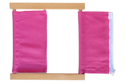Frame with zipper undone to show that it opens completely at the bottom.