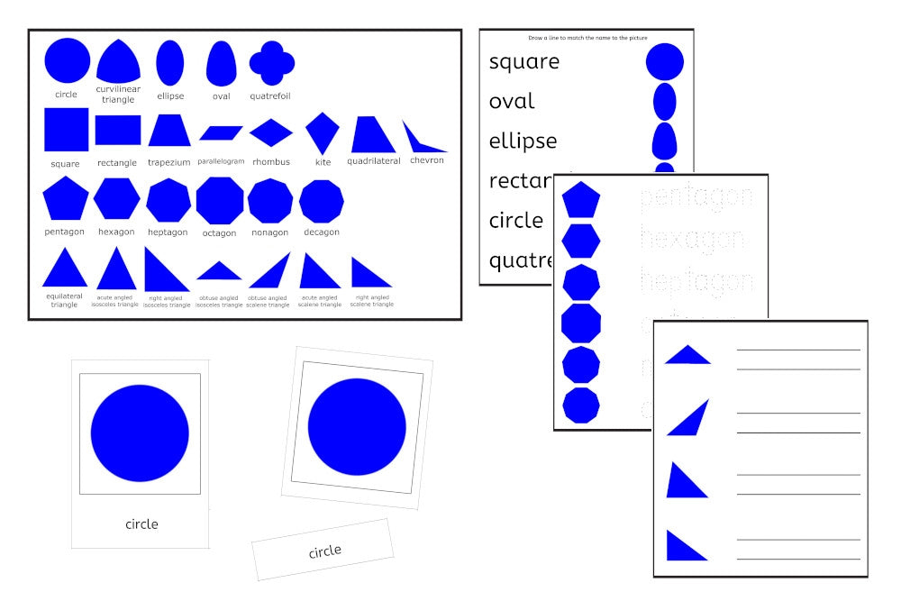 Geometric Shapes 3-Part Cards & Worksheets (PDF)