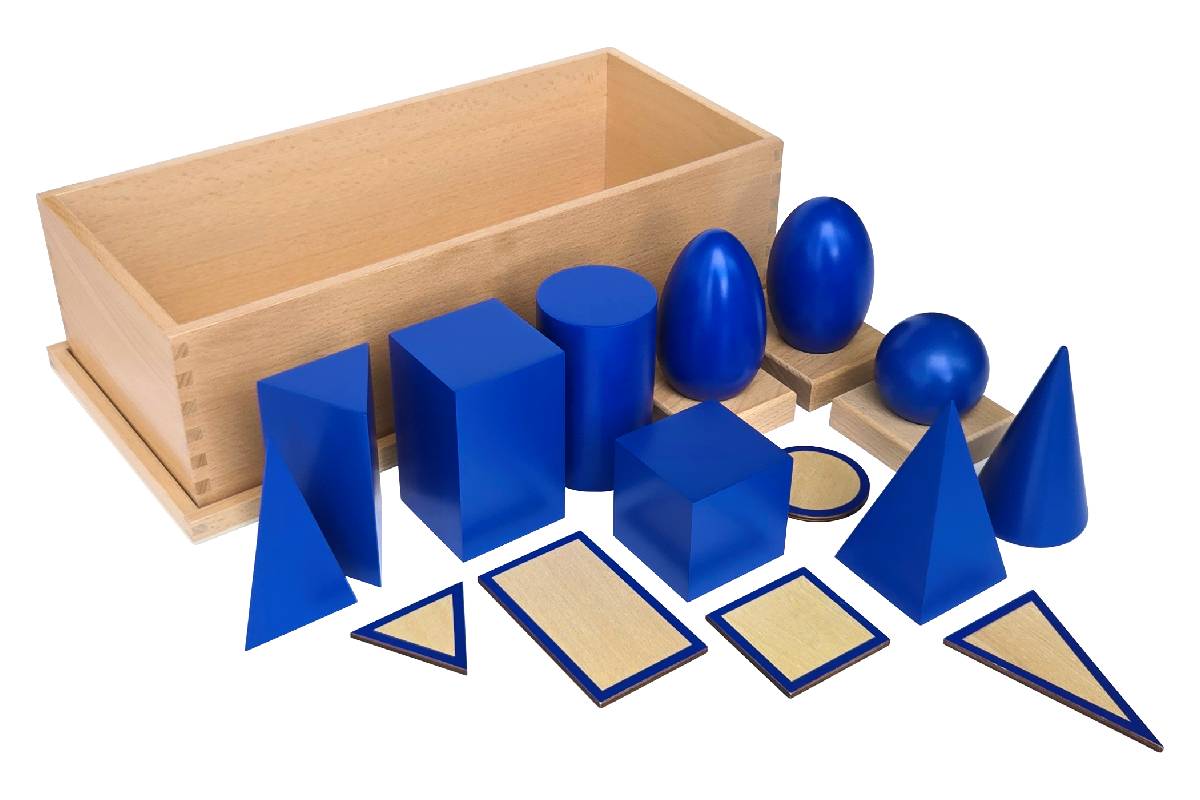 Geometric Solids with Stands, Bases, and Box