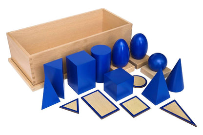 Geometric Solids with Stands, Bases, and Box