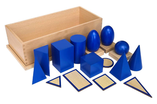 Geometric Solids with Stands, Bases, and Box