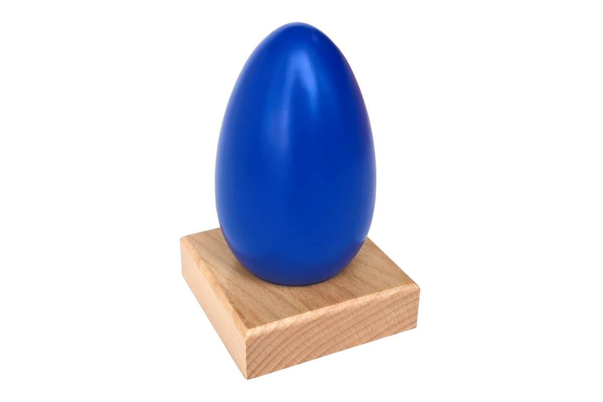 Blue ovoid with stand.