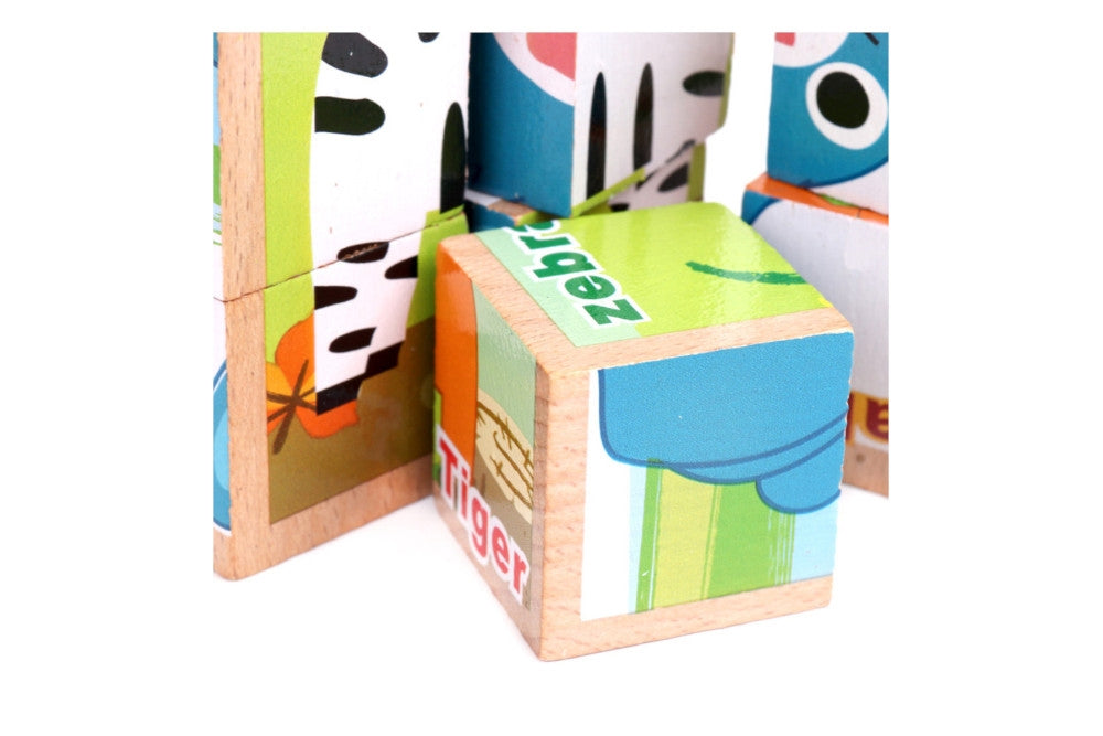 6-sided Animal Block Puzzle with Tray