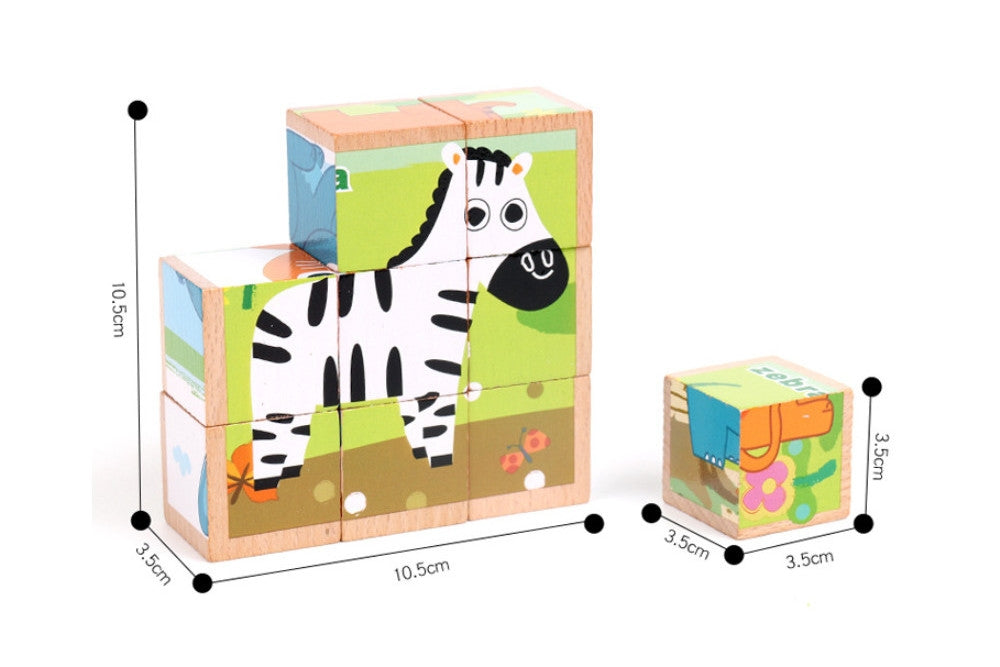 6-sided Animal Block Puzzle with Tray